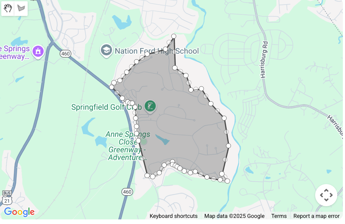 Map of Springfield delivery zone